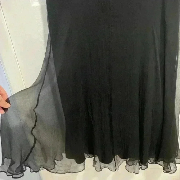 Tadashi Shoji Silk Womens Dress 14 Black Evening Knee Length - Picture 3 of 9